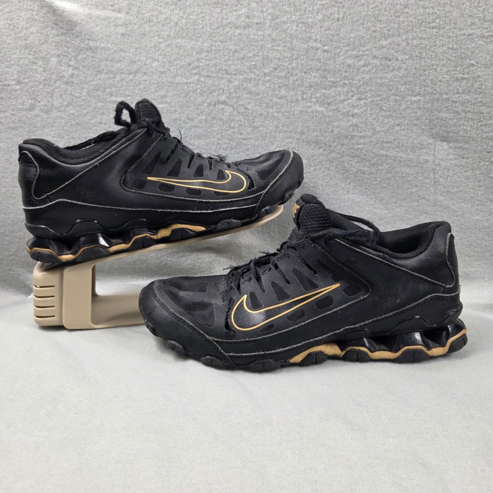 Nike Reax 8 TR Training Shoes Mens Size 9 Black Gold Fair Condition 621716-020